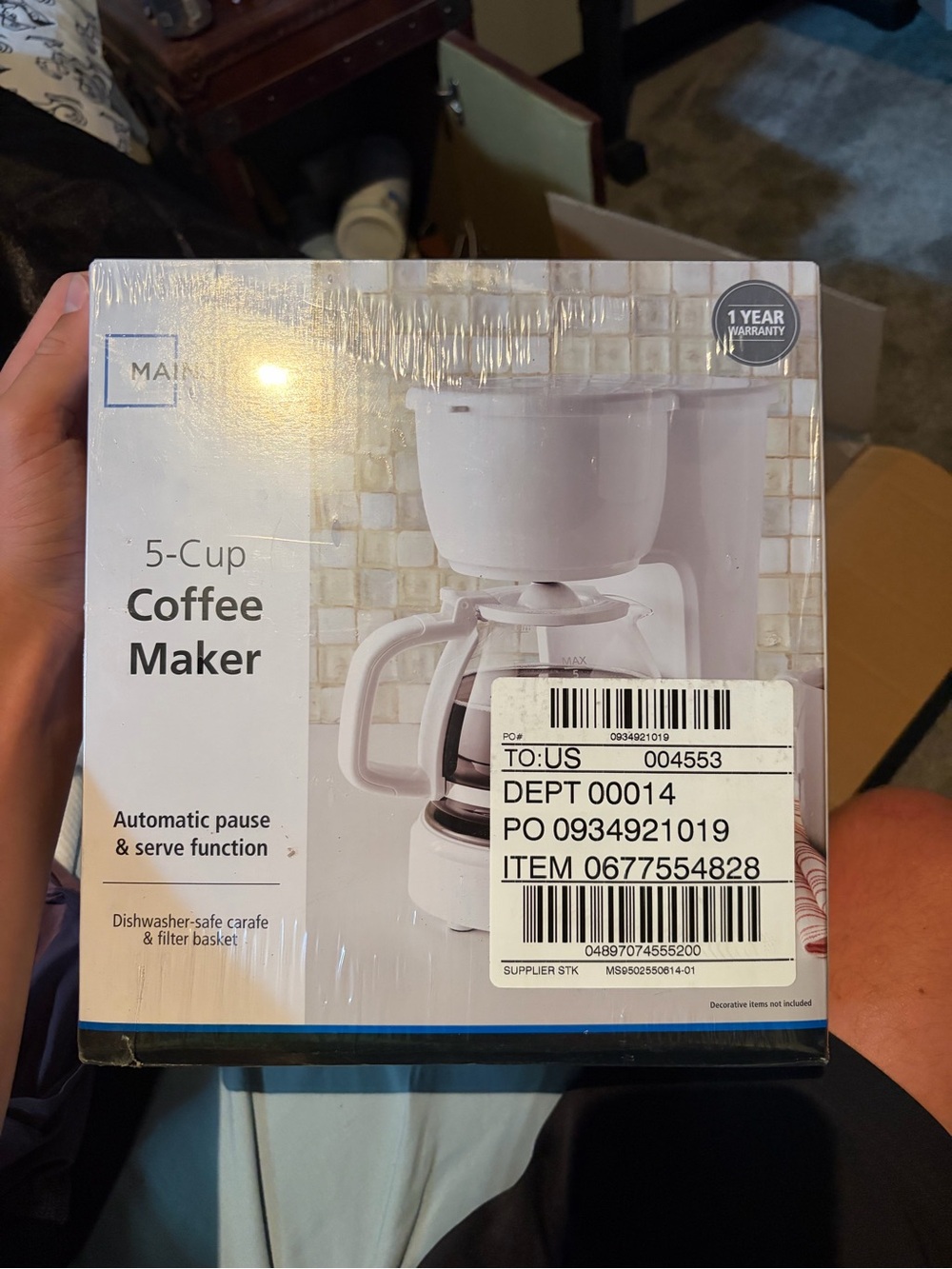 Mainstays White 5-Cup Drip Coffee Maker